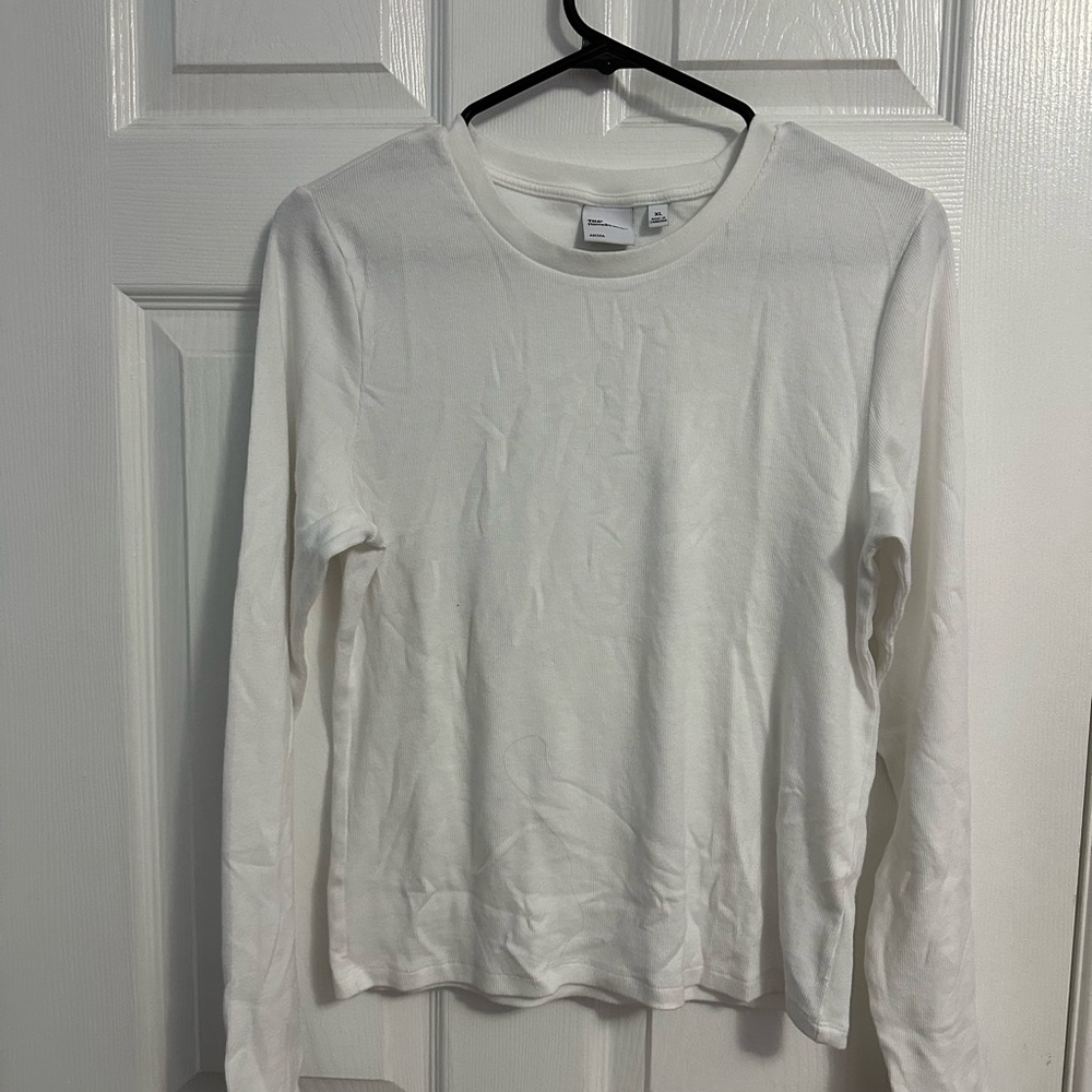 TNA HomeStretch White Ribbed Top